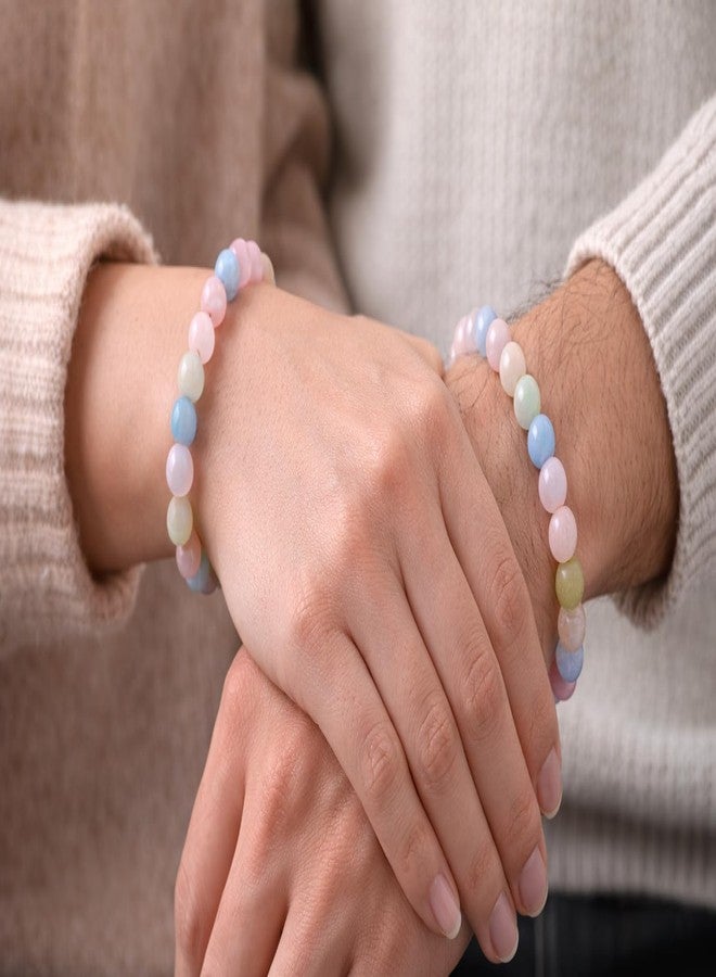 Sukhad Pastel Multicolor Crystal Beads Bracelet for Women & Girls | Healing Stone Stretch Bracelet | Cute Aesthetic Beaded Bracelet | Fashion Jewelry Gift - Image 2
