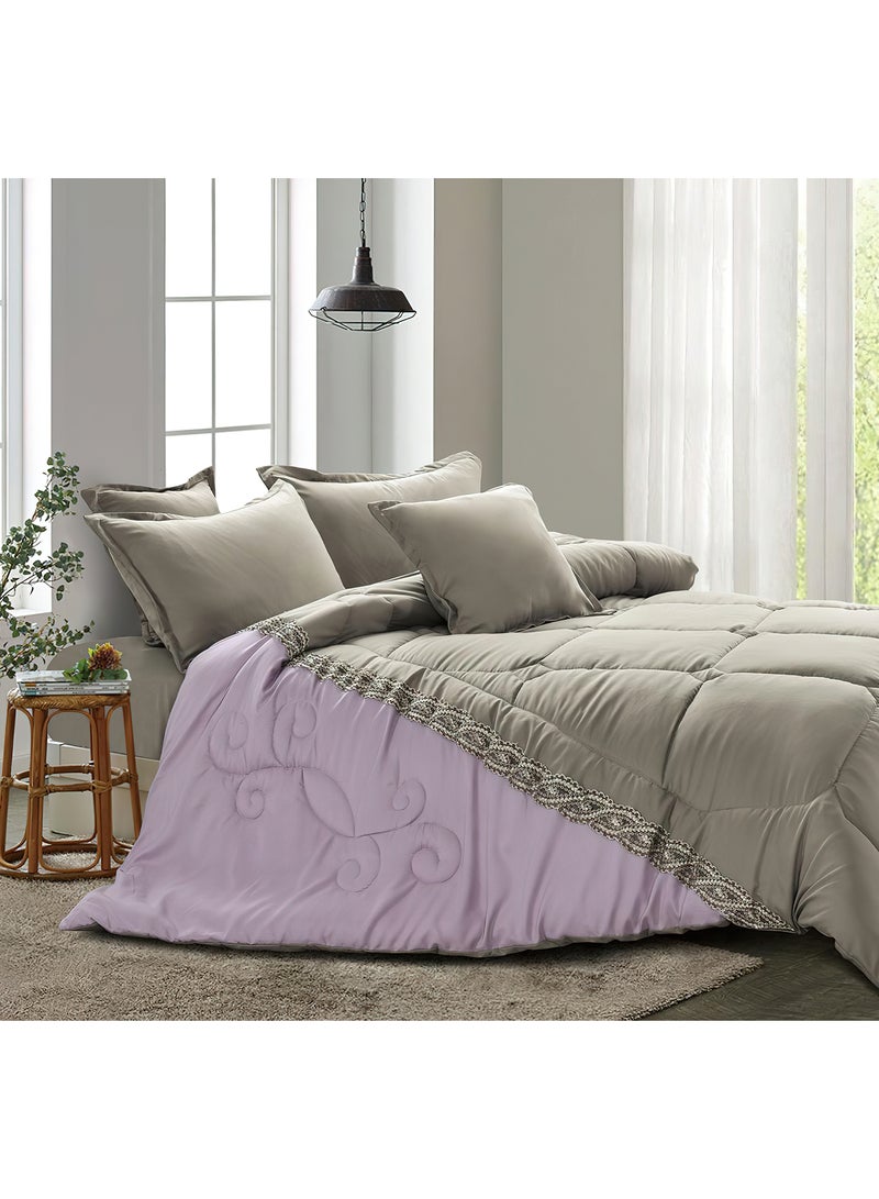 مينج لي طقم مفرش  مقاس كينج مكون من 6 قطع طقم لحاف مزدوج للجنسين يتضمن 1 لحاف و 1 ملاءة سرير و2 غطاء وسادة نوم و 2 غطاء وسادة ديكور غطاء مناسب لجميع الاوقات - Image 1