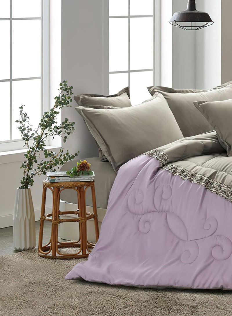 مينج لي طقم مفرش  مقاس كينج مكون من 6 قطع طقم لحاف مزدوج للجنسين يتضمن 1 لحاف و 1 ملاءة سرير و2 غطاء وسادة نوم و 2 غطاء وسادة ديكور غطاء مناسب لجميع الاوقات - Image 3