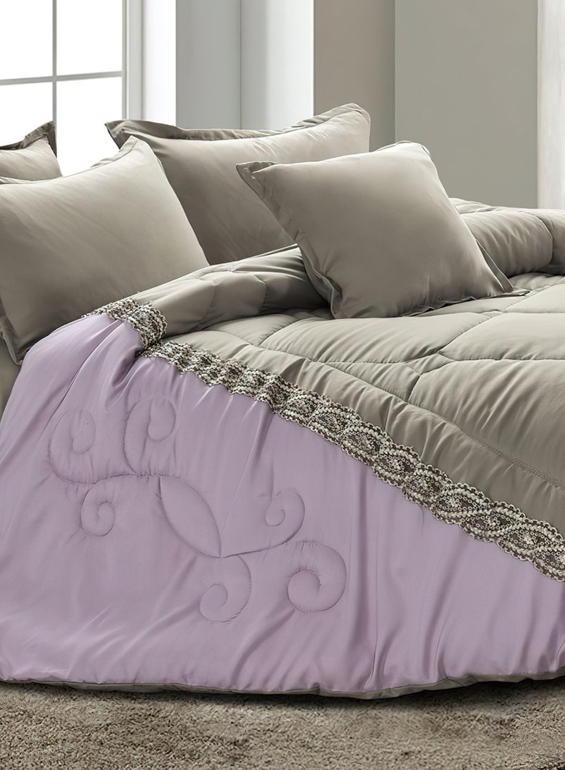 مينج لي طقم مفرش  مقاس كينج مكون من 6 قطع طقم لحاف مزدوج للجنسين يتضمن 1 لحاف و 1 ملاءة سرير و2 غطاء وسادة نوم و 2 غطاء وسادة ديكور غطاء مناسب لجميع الاوقات - Image 4