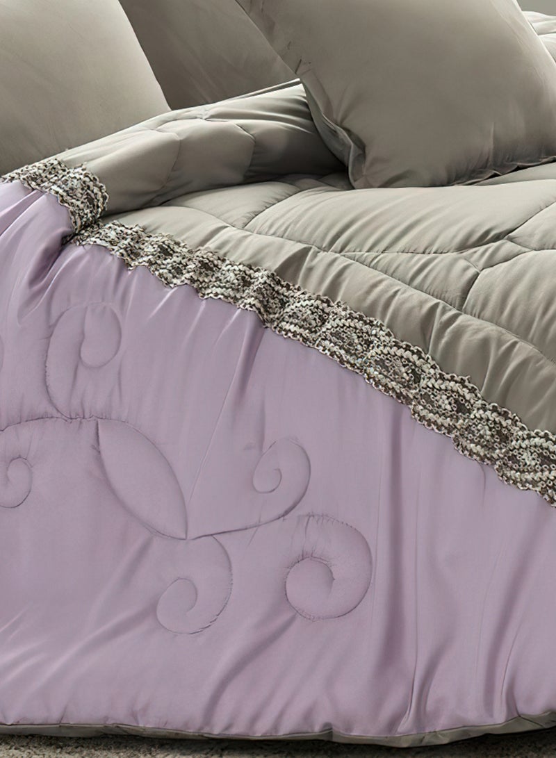 مينج لي طقم مفرش  مقاس كينج مكون من 6 قطع طقم لحاف مزدوج للجنسين يتضمن 1 لحاف و 1 ملاءة سرير و2 غطاء وسادة نوم و 2 غطاء وسادة ديكور غطاء مناسب لجميع الاوقات - Image 5