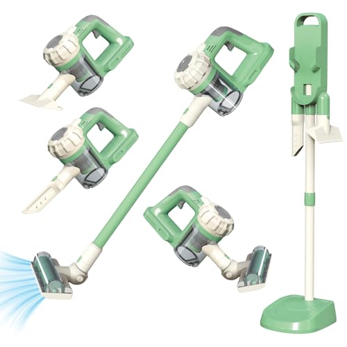 BAYMI 3in1 Kids Vacuum that Really Works Toddler Vacuum Cleaner with Working Suction Montessori Pretend Play Cleaning Toy Gift Set for Boys and Girls Ages 3Green - Image 1