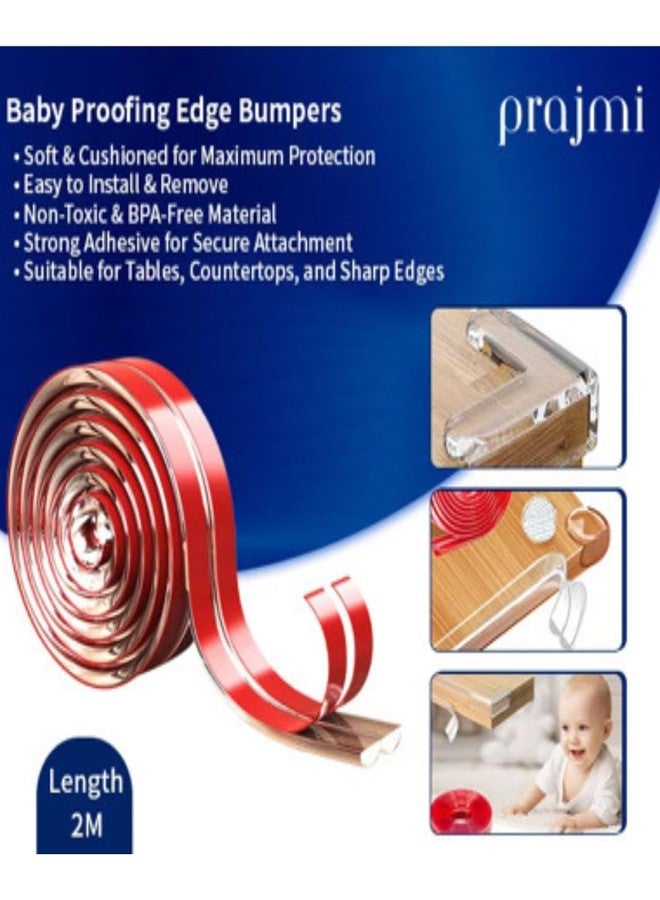 prajmi Baby Safety Edge Bumpers, Clear Corner Guards and Edge Protectors, Table Corner Protection Set (2 Meters Strip + 4 Corner Gaurds) - Image 2
