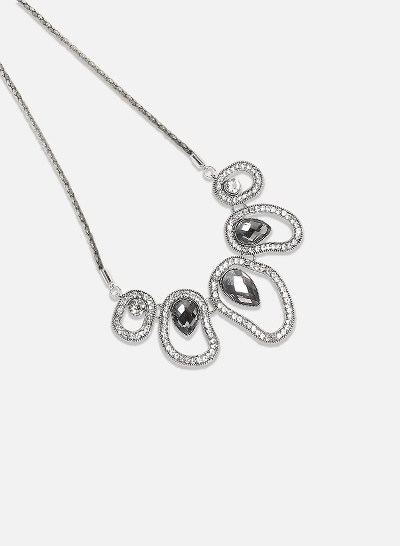 SOHI Midnight Moonbeam Collar Artificial Necklace Jewellery