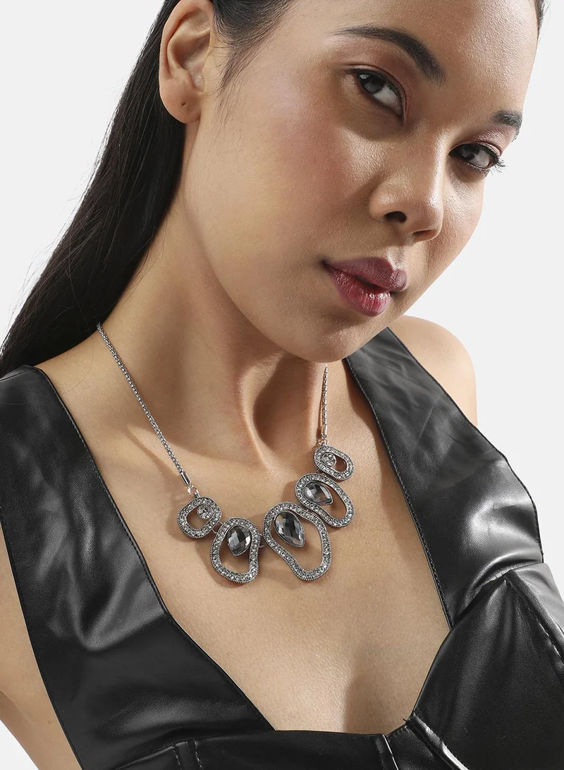 SOHI Midnight Moonbeam Collar Artificial Necklace Jewellery