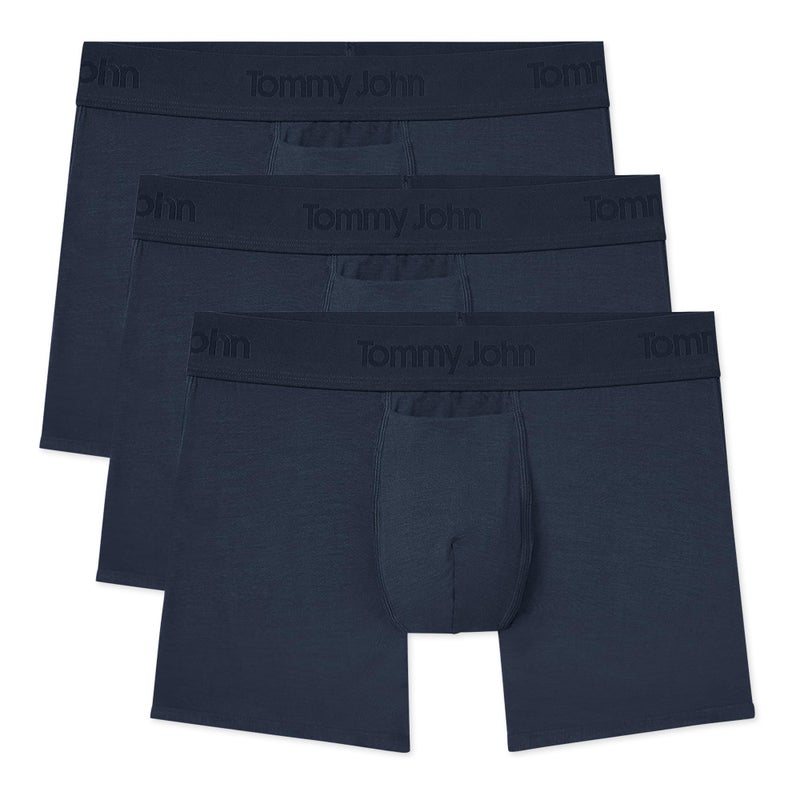 Tommy John Menâ€™s Trunk 4â€ Underwear, Second Skin Boxers with Supportive Contour Pouch, Soft Naturally Breathable Stretch Fabric Boxers for Men, 3 Pack (Dress Blues, Medium) - Image 1