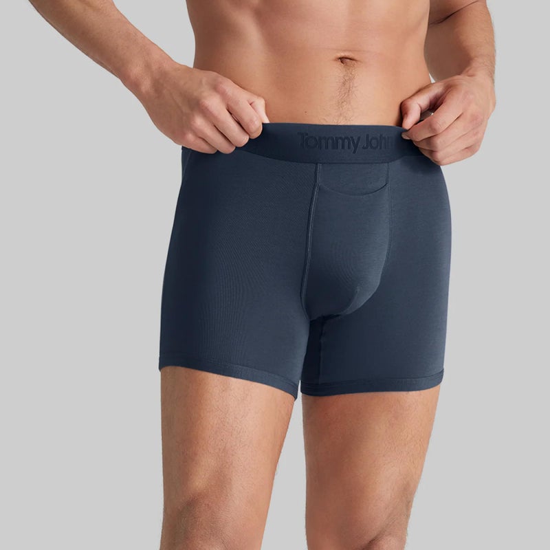 Tommy John Menâ€™s Trunk 4â€ Underwear, Second Skin Boxers with Supportive Contour Pouch, Soft Naturally Breathable Stretch Fabric Boxers for Men, 3 Pack (Dress Blues, Medium) - Image 2