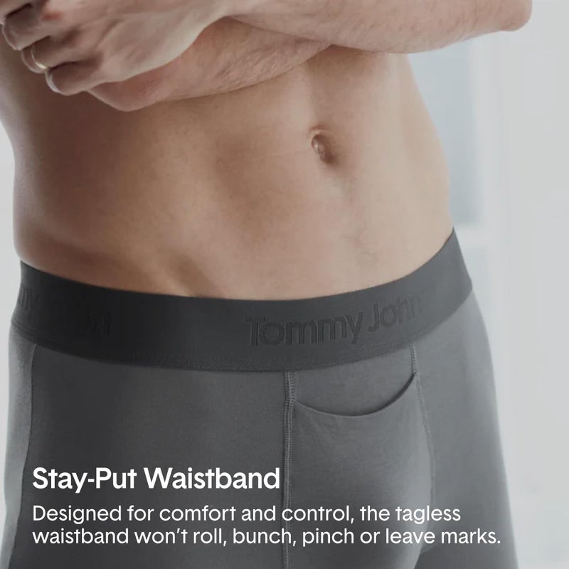 Tommy John Menâ€™s Trunk 4â€ Underwear, Second Skin Boxers with Supportive Contour Pouch, Soft Naturally Breathable Stretch Fabric Boxers for Men, 3 Pack (Dress Blues, Medium) - Image 5