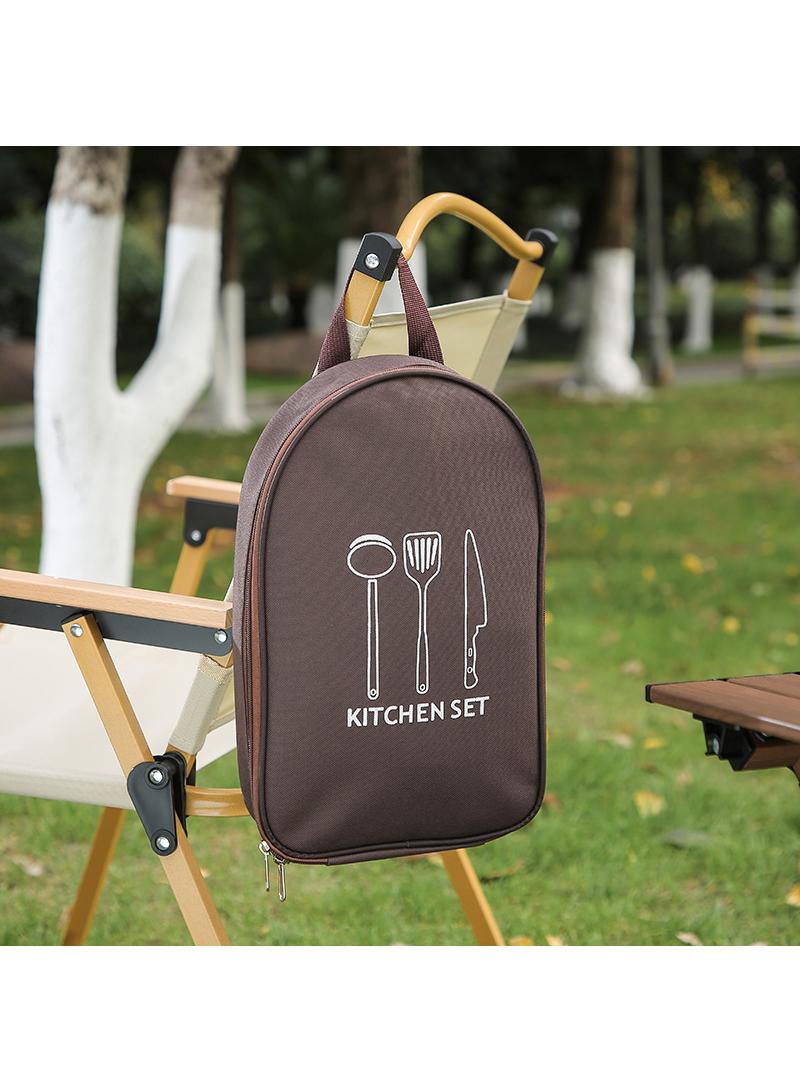 Generic Knife Bag Camping Utensil Bag Portable Silverware Bag Travel Cookware Storage Knife Backpack and Waterproof Chef Bag Tote Picnic BBQ Tableware Fork Spoon Chopsticks Organizer - Image 2