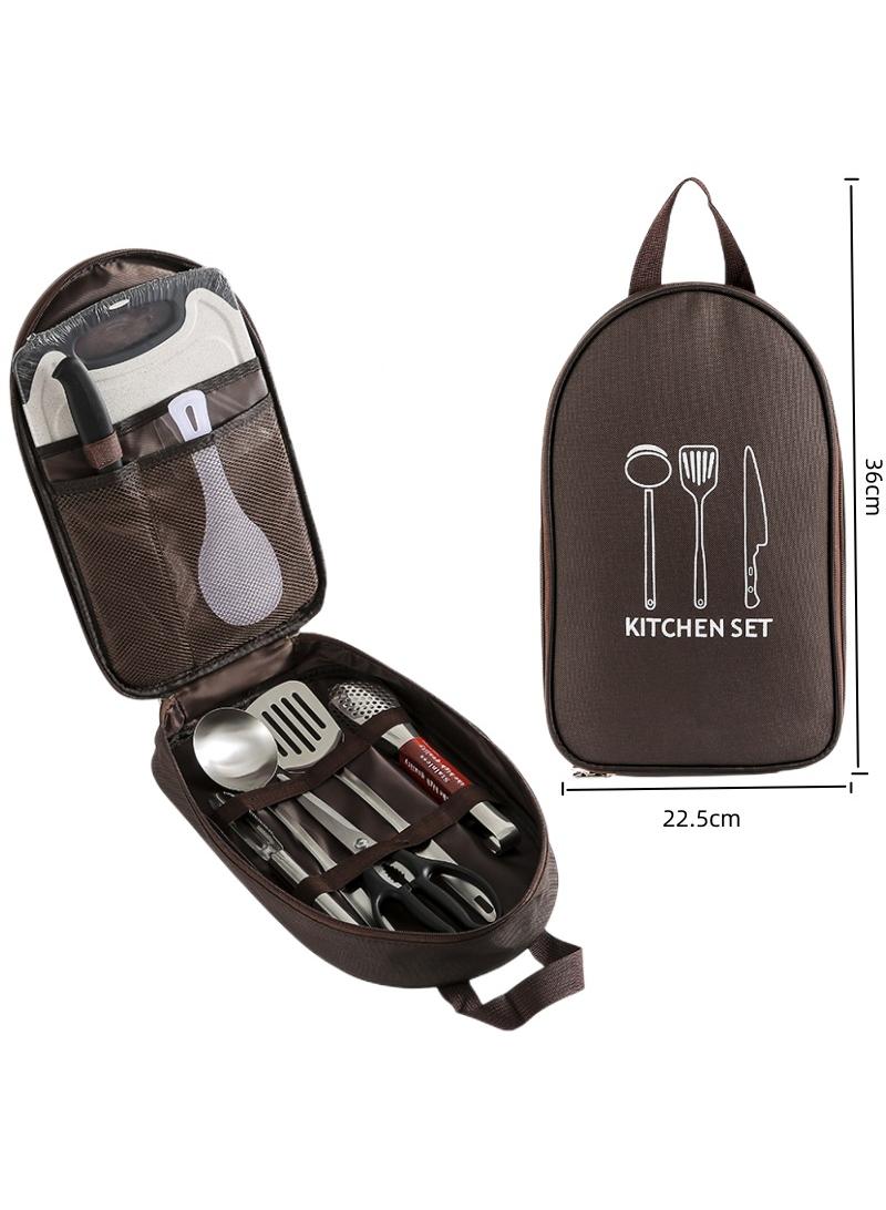 Generic Knife Bag Camping Utensil Bag Portable Silverware Bag Travel Cookware Storage Knife Backpack and Waterproof Chef Bag Tote Picnic BBQ Tableware Fork Spoon Chopsticks Organizer - Image 4