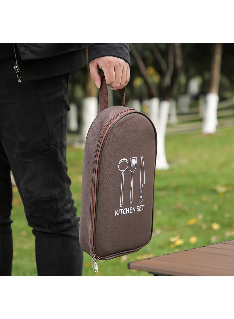 Generic Knife Bag Camping Utensil Bag Portable Silverware Bag Travel Cookware Storage Knife Backpack and Waterproof Chef Bag Tote Picnic BBQ Tableware Fork Spoon Chopsticks Organizer - Image 3