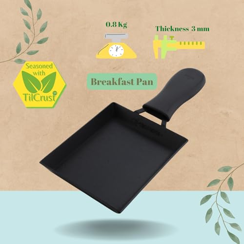 TRILONIUM Triple Seasoned Iron Square Omelette Pan - Japanese Tamagoyaki Egg Pan, 18x15 Cm,Black - Image 3