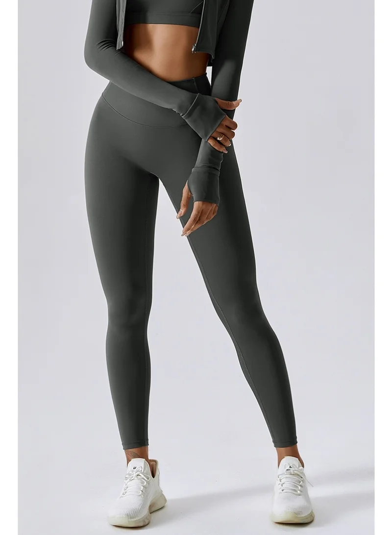 كون.يوغا بنطلون يوجا رياضي نسائي عالي الخصر بتصميم نحيف للتحكم في البطن للجري