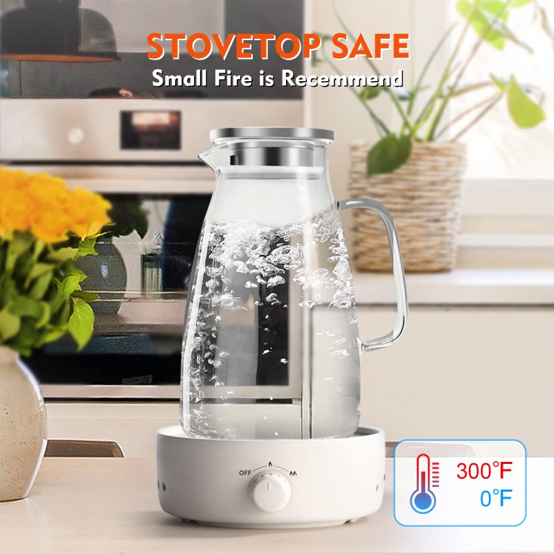 Aofmee 100 Oz Glass Pitcher, 3L Water Pitcher with Lid, Iced Tea Jar with 304 Stainless Steel Lid and Spout, Heat Resistant Jug for Sun Tea, Water Carafe for Cold or Hot Beverage Serveware Juice - Image 5