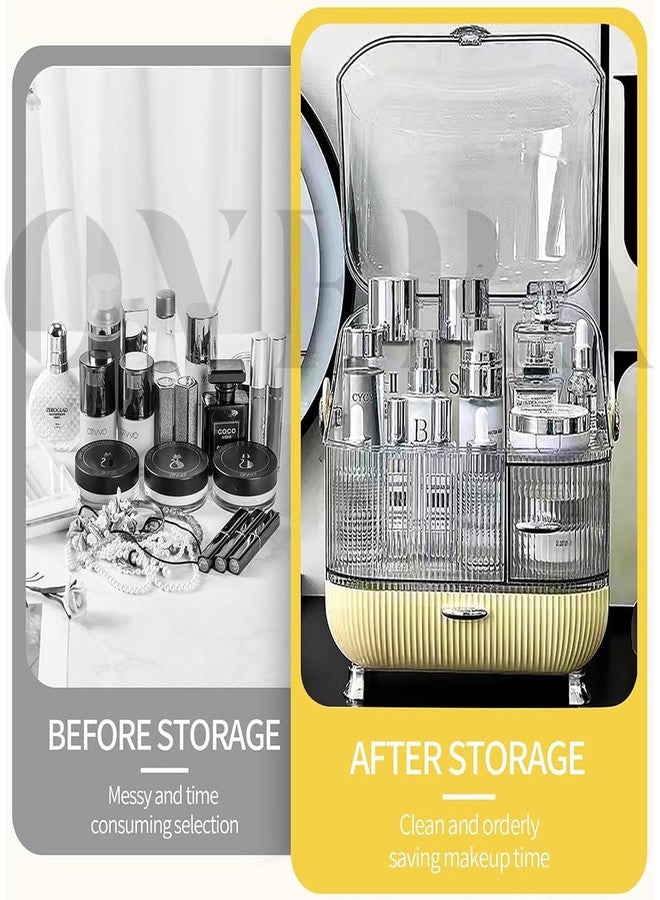 Ritmo منظم مكياج ريتومو على شكل بيضة لطاولة الزينة، صندوق تخزين مستحضرات تجميل محمول، منظم للعناية بالبشرة مناسب لسكن الطلاب الجامعيين. - Image 2