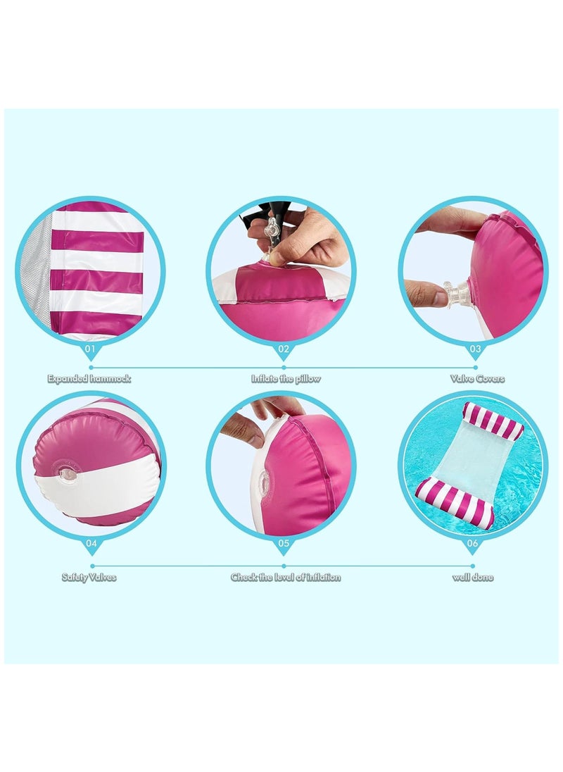 HEXAR - 3 Pack Pool Floats Hammock Inflatable Water Hammock 4-in-1 Pool Floats Adult Size Multi-Purpose Floating Hammock Lounger Swimming Pool Floaties for Adults (3PACK) - Image 1