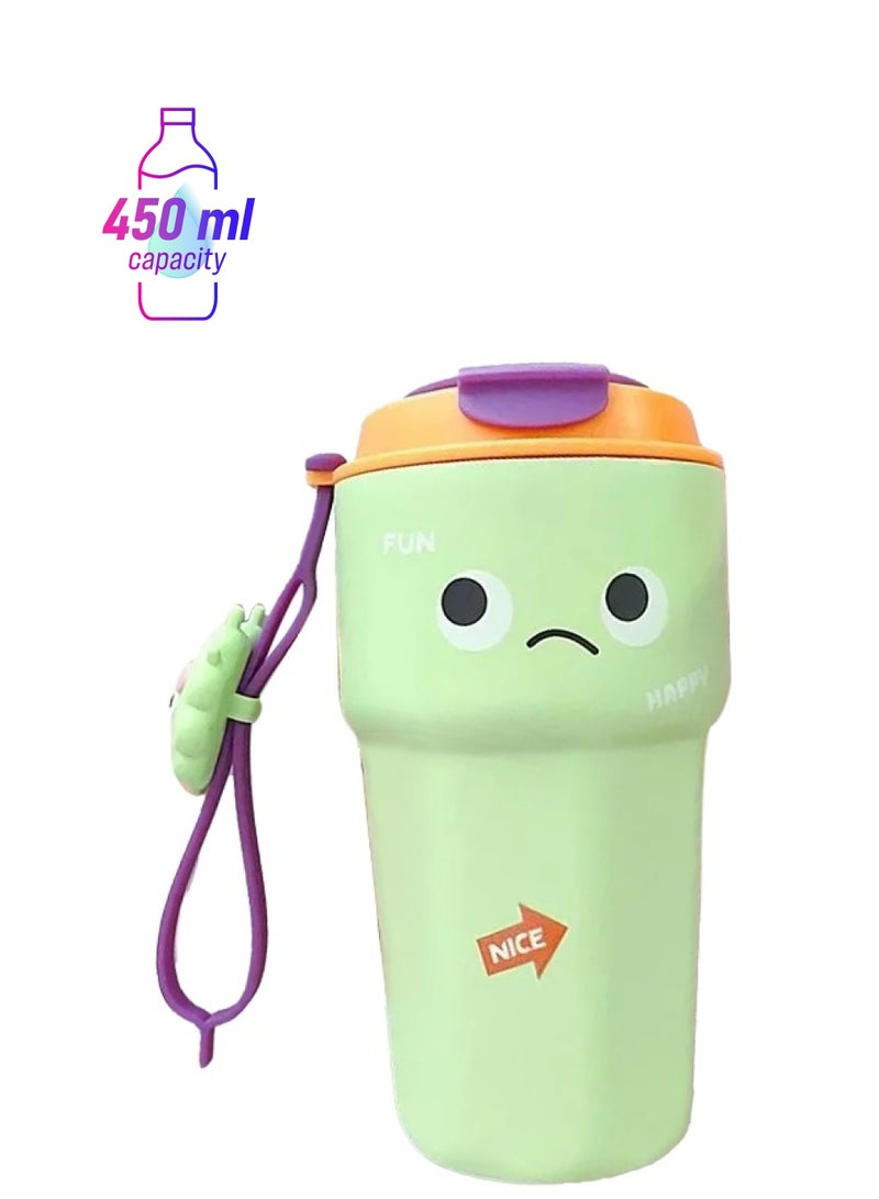 LITTLE SURPRISE BOX Fun Emoji Mint Green Vacuum Insulated Stainless Steel Coffee/Water/Tea Travel Tumbler for Kids & Adults450ml  - Image 1