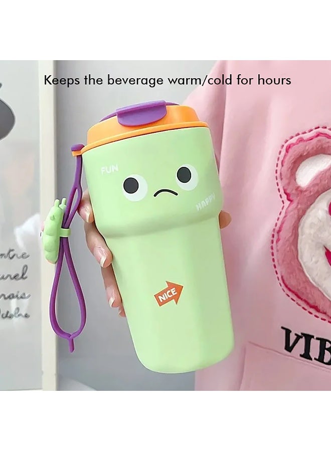 LITTLE SURPRISE BOX Fun Emoji Mint Green Vacuum Insulated Stainless Steel Coffee/Water/Tea Travel Tumbler for Kids & Adults450ml  - Image 3