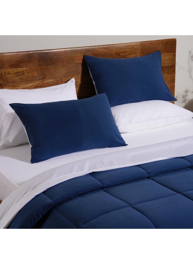 Pan Home Down Alternative 2-piece Reversible Comforter Set 150x220cm - Navy Grey - Image 4