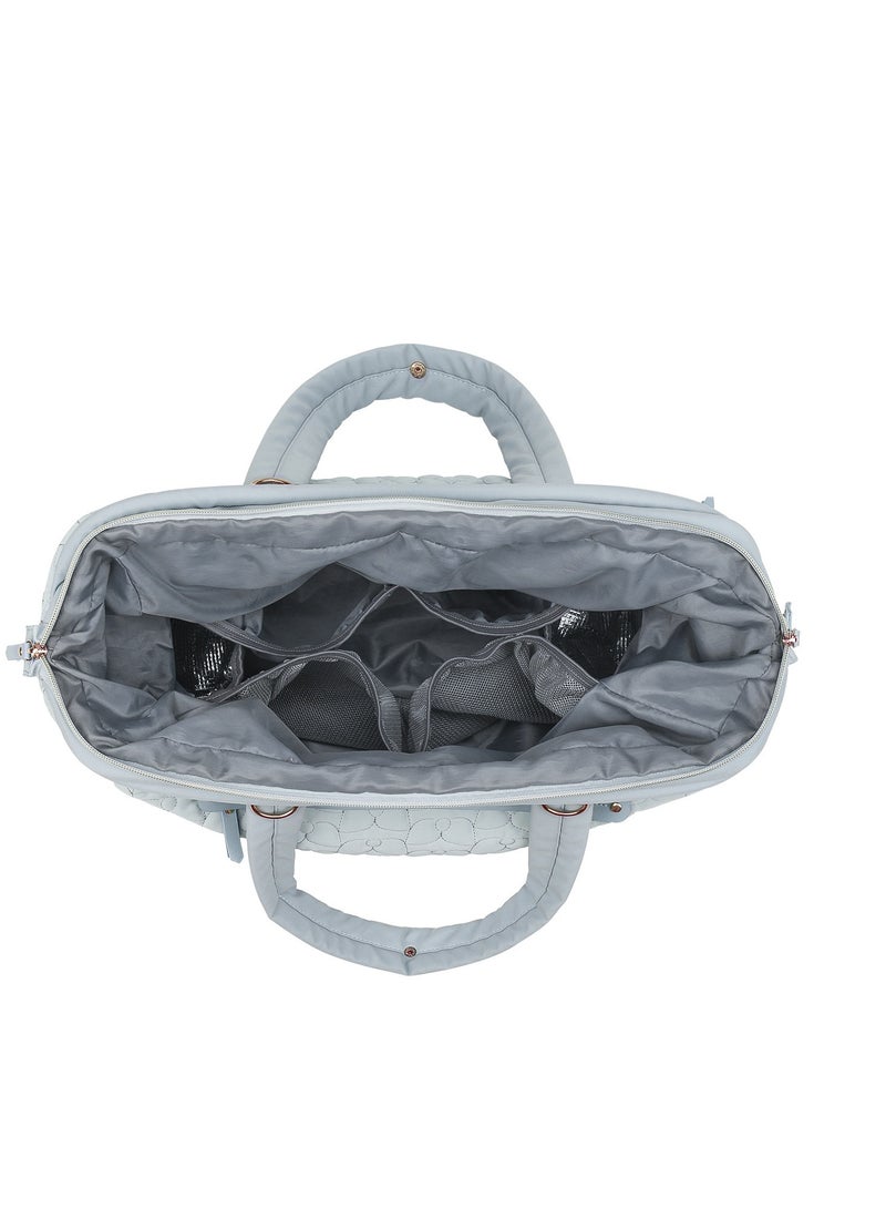 Mother and baby travel Mommy bag Outdoor baby products Quilting embroidery pattern Large capacity Mom bag Baby stroller bag (19 inches) - Image 2