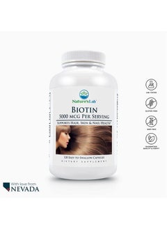 Nature's Lab Biotin 5000 mcg - Promotes Healthy Hair, Skin & Nails - 120 Capsules (4 Month Supply)  - Image 4