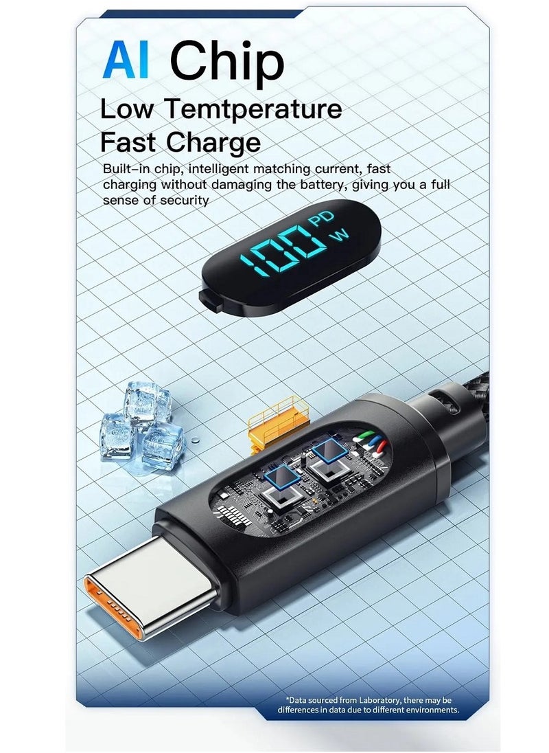 ESSAGER Super Durable High Speed Charging Cable 100W 7A And Syncing Data Display Screen USB to USB-C Digital Display Screen 100W Super Fast Charging Cable Universal USB To Type C Charging Cable 1 Meter  - Image 5