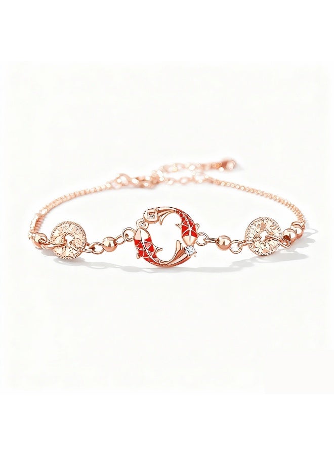 Original Lucky Koi Bracelet for Women, Pure Silver Ice Fragment Hand Chain, New Year Jewelry, Holiday Gift - Image 2