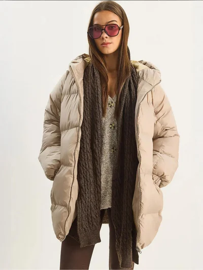 Bianco Lucci LUCCI Hooded Oversized Thick Puffer Jacket