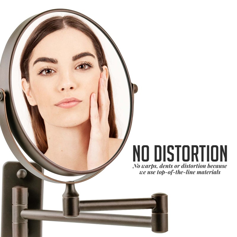 Ovente 7"" Wall Mounted Makeup Mirror - 1X/ 7X Magnification  Rotating 360-Degree  Double-Sided  Extendable & Folding Arm  Clear-View Bathroom & Vanity D?Cor  Classic Antique Bronze Mnlfw70Abz1X7X - Image 5