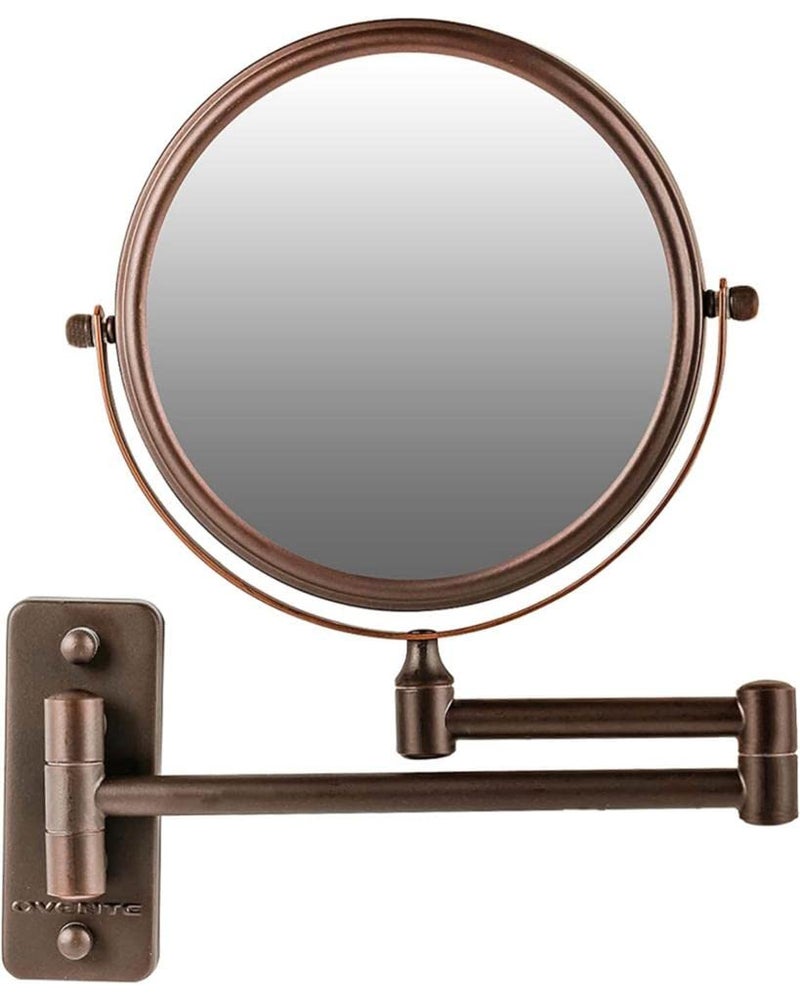 Ovente 7"" Wall Mounted Makeup Mirror - 1X/ 7X Magnification  Rotating 360-Degree  Double-Sided  Extendable & Folding Arm  Clear-View Bathroom & Vanity D?Cor  Classic Antique Bronze Mnlfw70Abz1X7X - Image 1