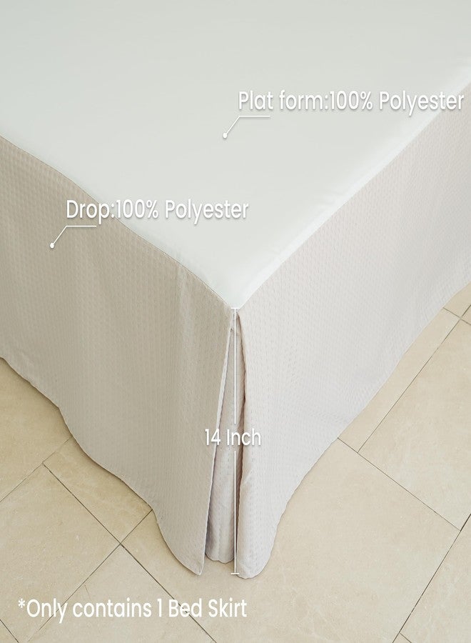 BISELINA Waffle Weave Bed Skirt, 14" Tailored Draped Basic Dust Border Soft Comfort Farmhouse Bedding (14" King, Khaki) - Image 3