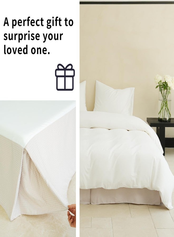 BISELINA Waffle Weave Bed Skirt, 14" Tailored Draped Basic Dust Border Soft Comfort Farmhouse Bedding (14" King, Khaki) - Image 5