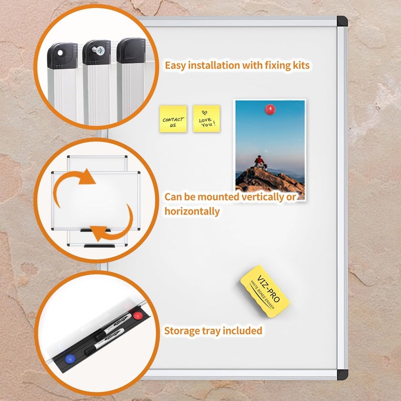 VIZ-PRO Magnetic Whiteboard, 18 x 12 Inches, Dry Erase Board with Eraser, Markers & Magnets - Image 4