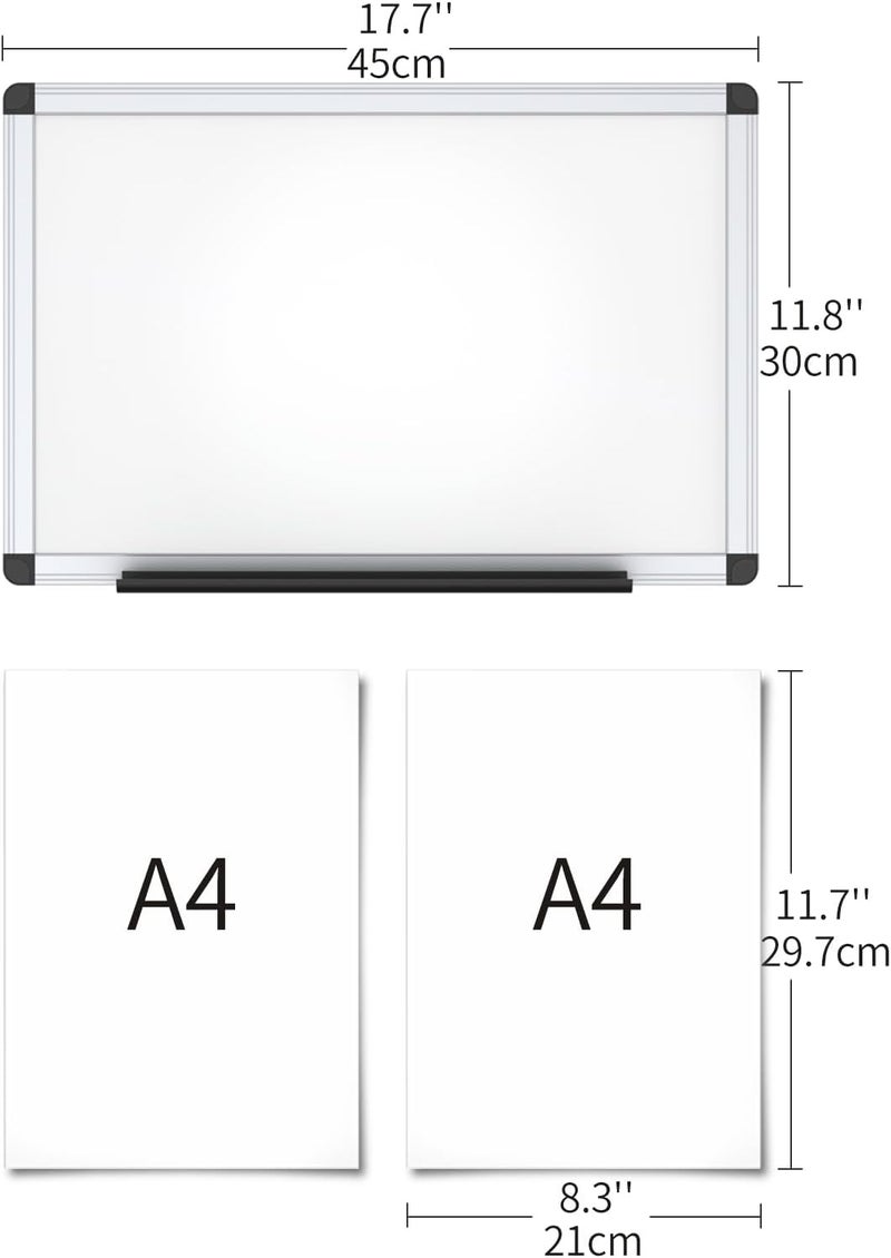 VIZ-PRO Magnetic Whiteboard, 18 x 12 Inches, Dry Erase Board with Eraser, Markers & Magnets - Image 2