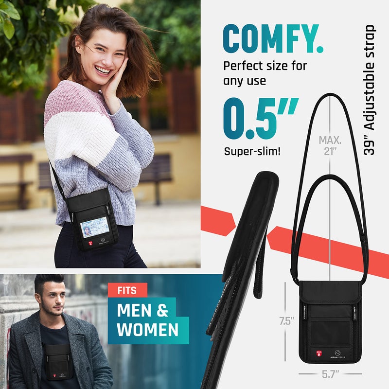 Alpha Keeper محفظة عنق، حقيبة سفر لحامل جواز السفر والمستندات، محفظة عنق للسفر للنساء - Image 5