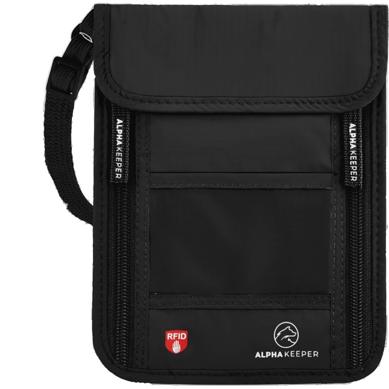 Alpha Keeper محفظة عنق، حقيبة سفر لحامل جواز السفر والمستندات، محفظة عنق للسفر للنساء - Image 1