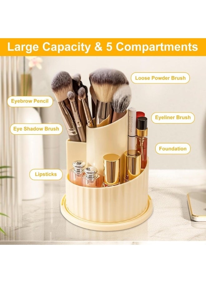 FALMER Cosmetic Brush Organizer with Lid 360 Degree Rotating Makeup Holder Dustproof Storage Container for Brushes Perfect Display Case for Makeup and Beauty Products - White  - Image 3