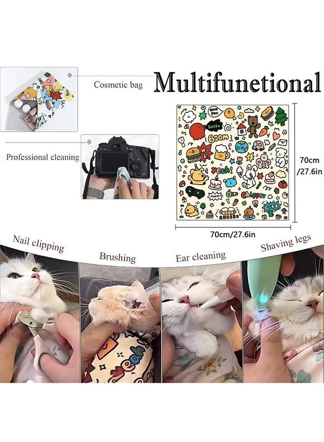 fantasize Cat Grooming Wrap for Nail Clipping, Azonee Wrapping cloth for Ear Cleaning and Teeth Brushing, Cat Restraint Swaddle Wrap 27.6 * 27.6”, Comfortable and Secure, Fits Cats up to 22lbs (XL) - Image 5
