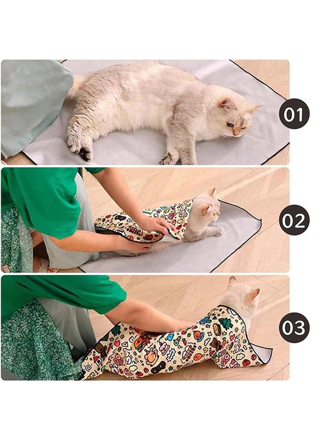 fantasize Cat Grooming Wrap for Nail Clipping, Azonee Wrapping cloth for Ear Cleaning and Teeth Brushing, Cat Restraint Swaddle Wrap 27.6 * 27.6”, Comfortable and Secure, Fits Cats up to 22lbs (XL) - Image 3
