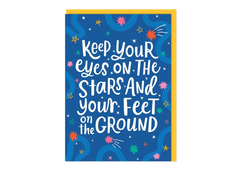 DottyBlack Keep Your Eyes On The Stars Greeting Card | Inspirational Blank Card with Envelope | Motivational Encouragement Card for Success, Dreams, Friendship, Support & Personal Messages - Image 1
