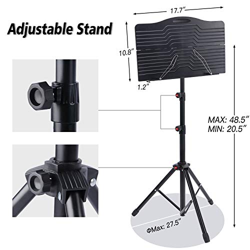 Klvied Portable Folding Sheet Music Stand with Violin Hanger, Black - Image 3