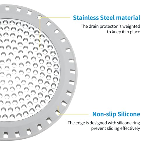 Aluvor Shower Drain Hair Catcher,Aluvor Shower Drain Cover Round Bathtub Drain Strainers Weighted Metal Hair Trap Stopper Sink Protector Filter Bathroom Flat Strainer Stopper - Image 5