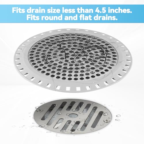 Aluvor Shower Drain Hair Catcher,Aluvor Shower Drain Cover Round Bathtub Drain Strainers Weighted Metal Hair Trap Stopper Sink Protector Filter Bathroom Flat Strainer Stopper - Image 4