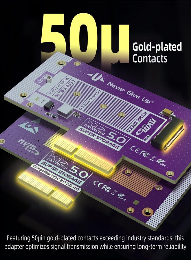 جيي بطاقة محول JEYI PCIe 5.0 4X إلى M.2 NVMe - مشتت حراري من الألومنيوم لمحركات أقراص الحالة الصلبة من الجيل الخامس، فتحة PCIe 5.0 x4/x8/x16 بسرعة 128 جيجابت في الثانية، بطاقة توسعة عالية السرعة لمحركات أقراص الحالة الصلبة لأجهزة الكمبيوتر المخصصة للألعاب/محطات العمل - Image 4