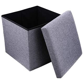 SSM Mart Cube Shape Sitting Stool with Storage Box Living Foldable Storage Bins Multipurpose Clothes Books Laundry Kids Toys Storage Organizer with Cushion Seat Space Saving Box 30 X 30 X 30 cm - Image 4
