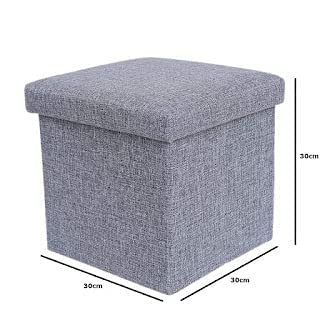 SSM Mart Cube Shape Sitting Stool with Storage Box Living Foldable Storage Bins Multipurpose Clothes Books Laundry Kids Toys Storage Organizer with Cushion Seat Space Saving Box 30 X 30 X 30 cm - Image 3