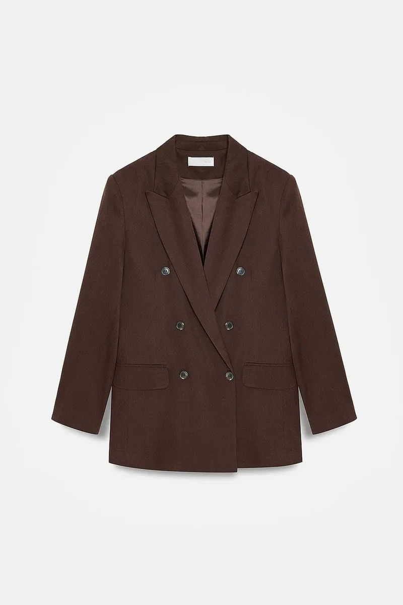 ديلفين DILVIN Long Tencel Shawl-Collar Blazer
