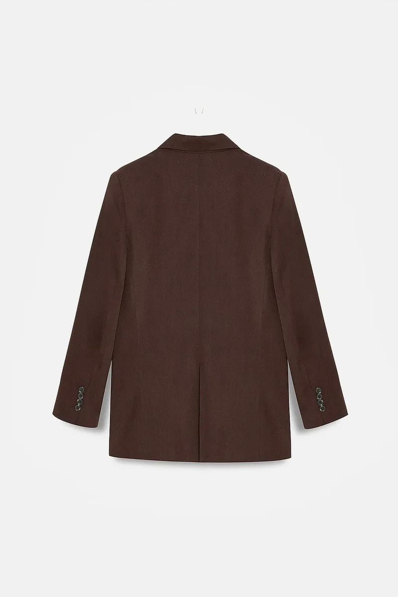 Dilvin Coffee Brown DILVIN Long Tencel Shawl-Collar Blazer for Women | Best Price UAE