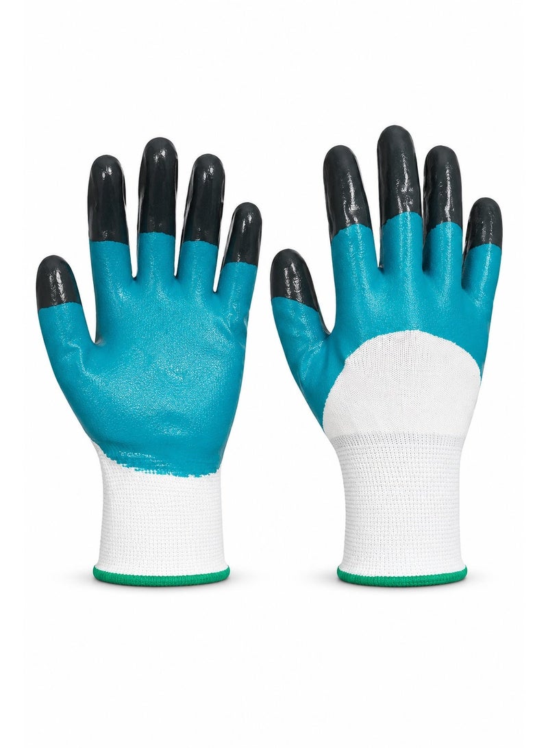 Utility Work Gloves with Coated Grip, Teal and Black Multi-Purpose Gloves for Gardening, Cleaning, Workshop, DIY Tasks and Everyday Hand Protection - Image 1