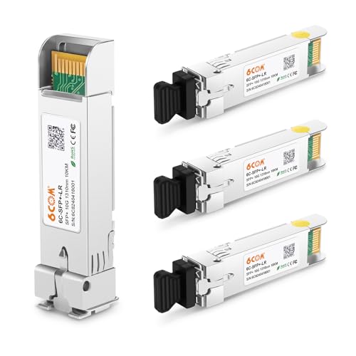 6COM 4Pack 10GBase-LR SFP+ Transceiver, 10G Sfp Single Mode Module Duplex LC for Cisco SFP-10G-LR, Ubiquiti UF-SM-10G, D-Link, Supermicro, Netgear and Other Open Switch with DDM, 1310nm, 10km - Image 1